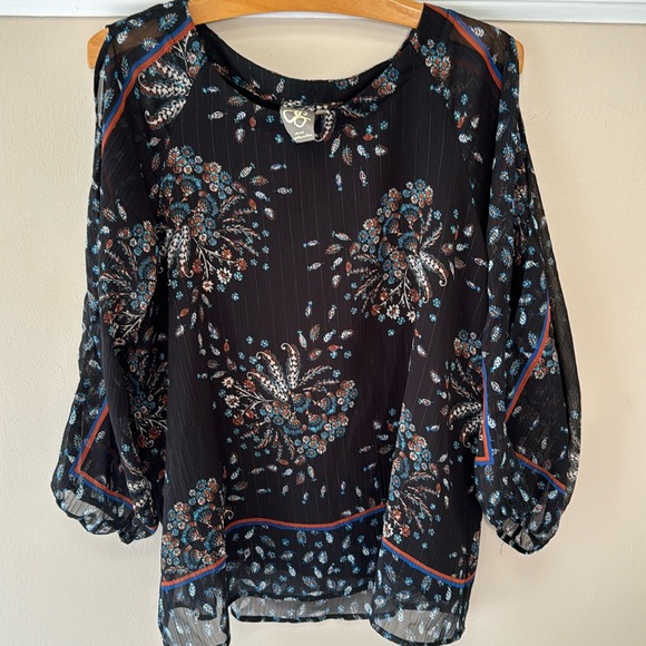 Tops - Black floral blouse